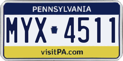 PA license plate MYX4511