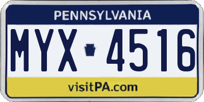 PA license plate MYX4516