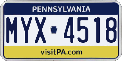 PA license plate MYX4518