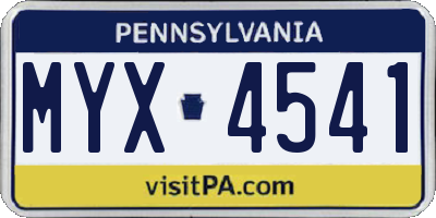 PA license plate MYX4541