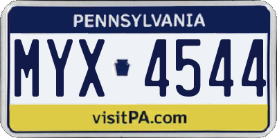 PA license plate MYX4544