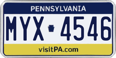 PA license plate MYX4546