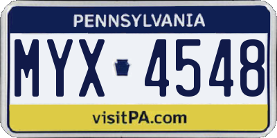 PA license plate MYX4548