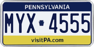 PA license plate MYX4555