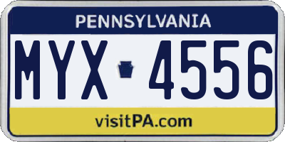 PA license plate MYX4556