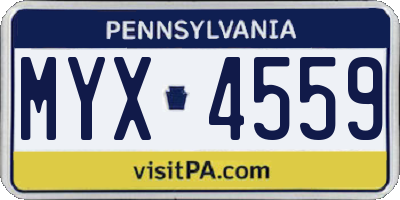 PA license plate MYX4559