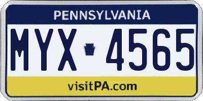 PA license plate MYX4565