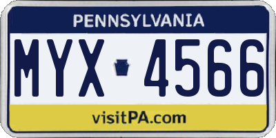 PA license plate MYX4566