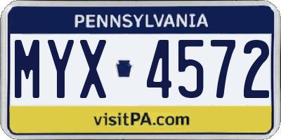 PA license plate MYX4572
