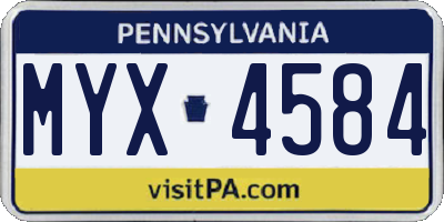 PA license plate MYX4584