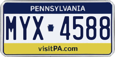 PA license plate MYX4588