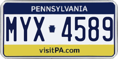 PA license plate MYX4589