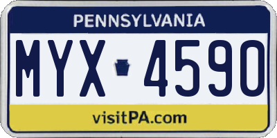 PA license plate MYX4590