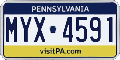 PA license plate MYX4591