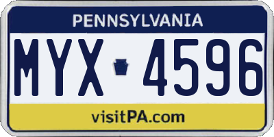 PA license plate MYX4596