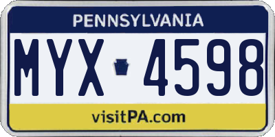 PA license plate MYX4598
