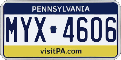 PA license plate MYX4606