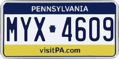 PA license plate MYX4609