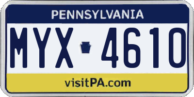 PA license plate MYX4610