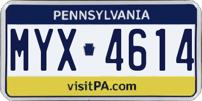 PA license plate MYX4614