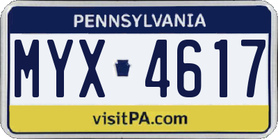 PA license plate MYX4617
