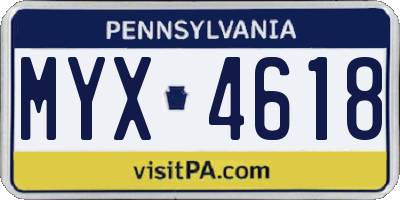 PA license plate MYX4618