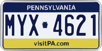 PA license plate MYX4621