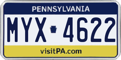 PA license plate MYX4622