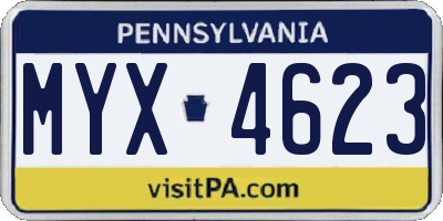 PA license plate MYX4623