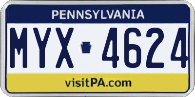PA license plate MYX4624