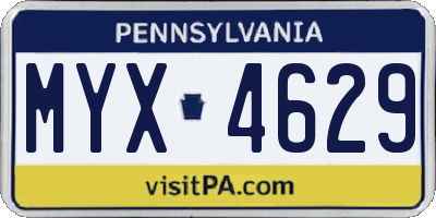PA license plate MYX4629