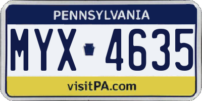 PA license plate MYX4635