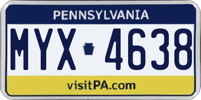 PA license plate MYX4638