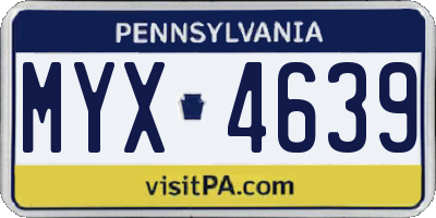 PA license plate MYX4639