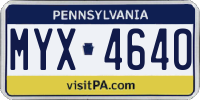 PA license plate MYX4640