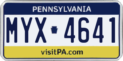PA license plate MYX4641