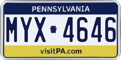 PA license plate MYX4646