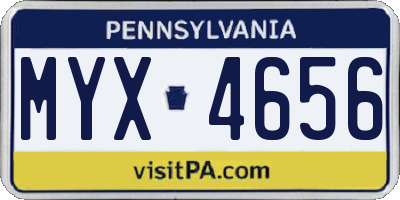 PA license plate MYX4656