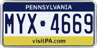 PA license plate MYX4669