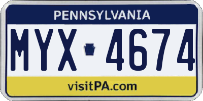 PA license plate MYX4674