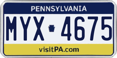 PA license plate MYX4675