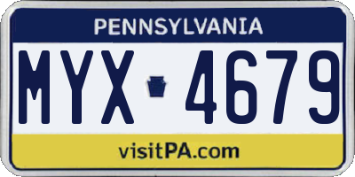 PA license plate MYX4679