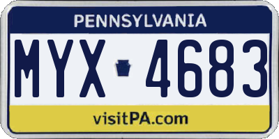 PA license plate MYX4683
