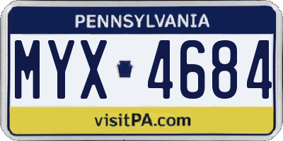 PA license plate MYX4684