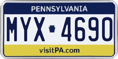 PA license plate MYX4690