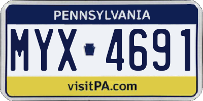 PA license plate MYX4691
