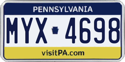 PA license plate MYX4698
