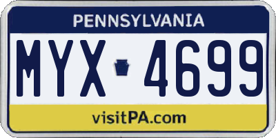 PA license plate MYX4699