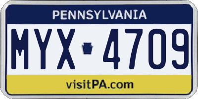 PA license plate MYX4709