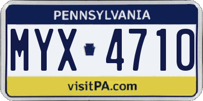 PA license plate MYX4710